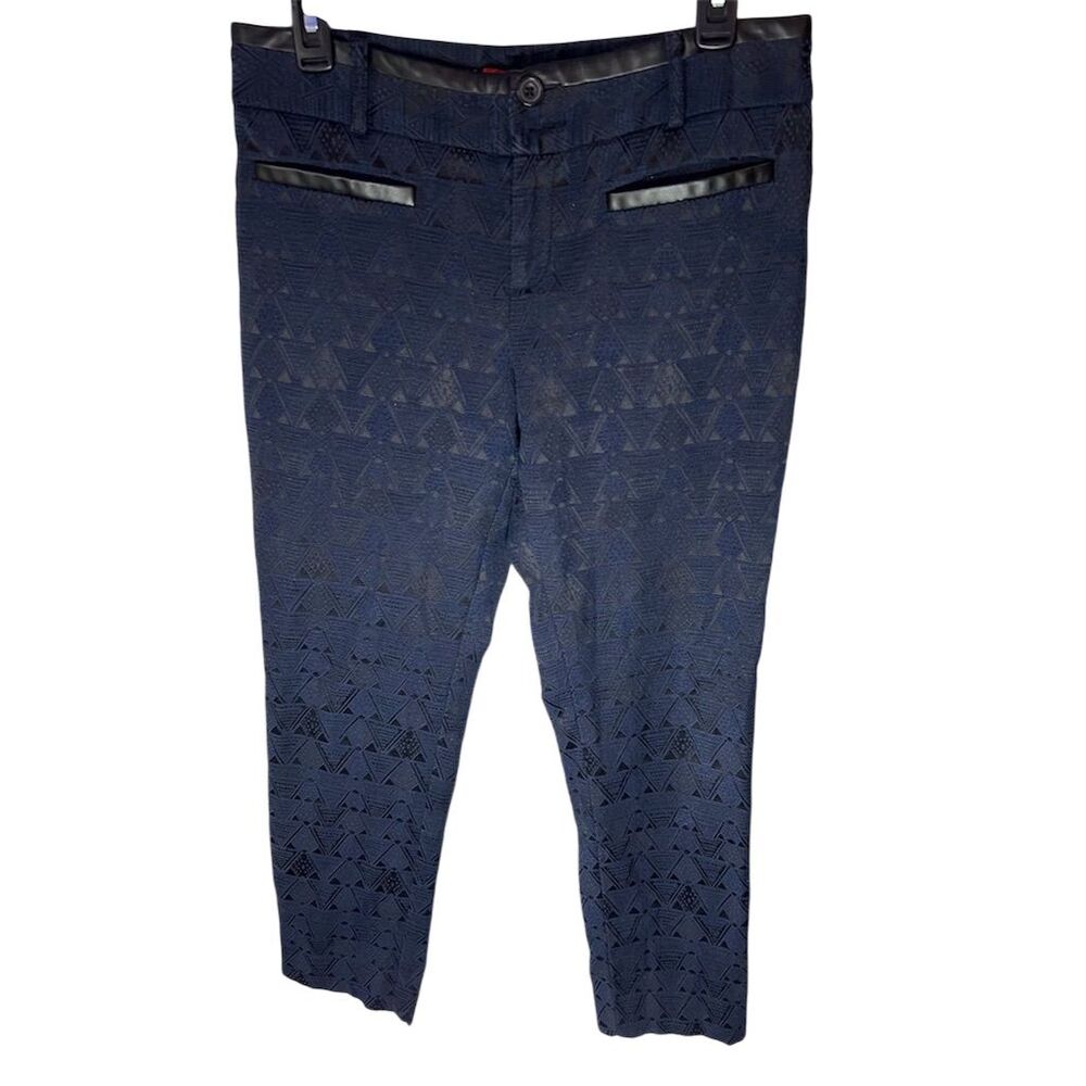 Cartonnier Women's Ankle Pants Size 6 Blue Geometric Lace Casual